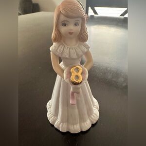 Enesco Growing Up Birthday Girls Figurine Age 8 brunette porcelain figurine